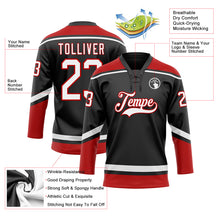 Charger l'image dans la galerie, Custom Black White-Red Hockey Lace Neck Jersey