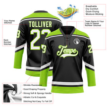 Charger l'image dans la galerie, Custom Black White-Neon Green Hockey Lace Neck Jersey