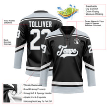 Load image into Gallery viewer, Custom Black White-Silver Hockey Lace Neck Jersey