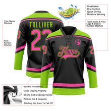 Загрузить изображение в средство просмотра галереи, Custom Black Pink-Neon Green Hockey Lace Neck Jersey