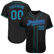 Charger l'image dans la galerie, Custom Black White Pinstripe Teal-Purple Authentic Baseball Jersey
