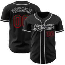 Charger l'image dans la galerie, Custom Black Red-Gray Authentic Baseball Jersey