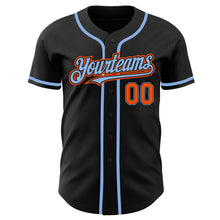 Загрузить изображение в средство просмотра галереи, Custom Black Orange-Light Blue Authentic Baseball Jersey