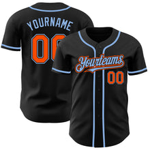 Загрузить изображение в средство просмотра галереи, Custom Black Orange-Light Blue Authentic Baseball Jersey