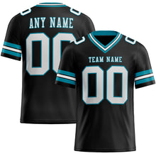 Charger l'image dans la galerie, Custom Black White-Teal Authentic Football Jersey