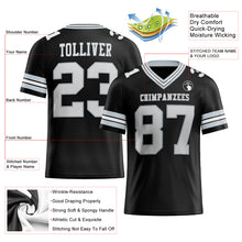 Загрузить изображение в средство просмотра галереи, Custom Black White-Silver Authentic Football Jersey