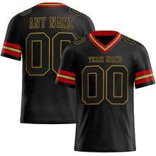 Load image into Gallery viewer, Custom Black Old Gold-Red Authentic Football Jersey