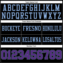Load image into Gallery viewer, Custom Black Purple-Light Blue Authentic Football Jersey