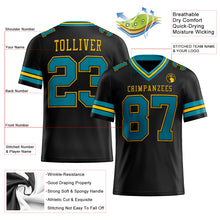 Load image into Gallery viewer, Custom Black Teal-Yellow Authentic Football Jersey