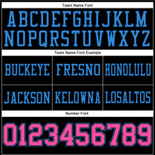 Load image into Gallery viewer, Custom Black Pink-Powder Blue Authentic Football Jersey