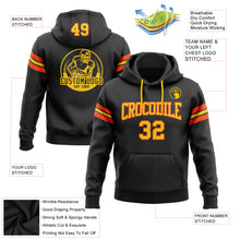Load image into Gallery viewer, Custom Stitched Black Yellow-Orange Football Pullover Sweatshirt Hoodie