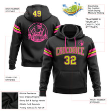 Загрузить изображение в средство просмотра галереи, Custom Stitched Black Neon Yellow-Pink Football Pullover Sweatshirt Hoodie