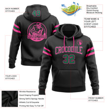 Laden Sie das Bild in den Galerie-Viewer, Custom Stitched Black Kelly Green-Pink Football Pullover Sweatshirt Hoodie