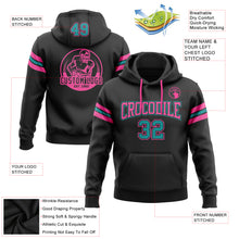 Загрузить изображение в средство просмотра галереи, Custom Stitched Black Teal-Pink Football Pullover Sweatshirt Hoodie