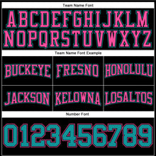 Загрузить изображение в средство просмотра галереи, Custom Stitched Black Teal-Pink Football Pullover Sweatshirt Hoodie