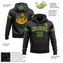 Laden Sie das Bild in den Galerie-Viewer, Custom Stitched Black Kelly Green-Gold Football Pullover Sweatshirt Hoodie