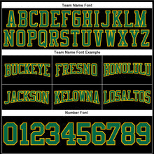 Laden Sie das Bild in den Galerie-Viewer, Custom Stitched Black Kelly Green-Gold Football Pullover Sweatshirt Hoodie