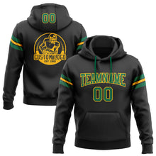 Laden Sie das Bild in den Galerie-Viewer, Custom Stitched Black Kelly Green-Gold Football Pullover Sweatshirt Hoodie