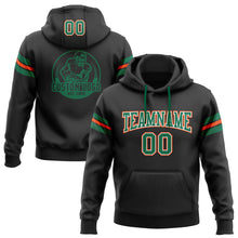 Laden Sie das Bild in den Galerie-Viewer, Custom Stitched Black Kelly Green-Orange Football Pullover Sweatshirt Hoodie