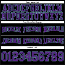 Load image into Gallery viewer, Custom Stitched Black Purple-Light Blue Football Pullover Sweatshirt Hoodie