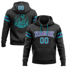 Загрузить изображение в средство просмотра галереи, Custom Stitched Black Teal-Purple Football Pullover Sweatshirt Hoodie