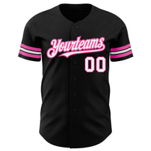 Загрузить изображение в средство просмотра галереи, Custom Black White-Pink Authentic Baseball Jersey