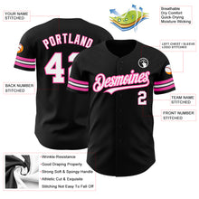 Загрузить изображение в средство просмотра галереи, Custom Black White-Pink Authentic Baseball Jersey