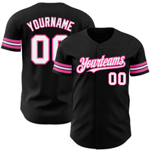 Загрузить изображение в средство просмотра галереи, Custom Black White-Pink Authentic Baseball Jersey