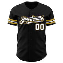 Загрузить изображение в средство просмотра галереи, Custom Black White-Old Gold Authentic Baseball Jersey