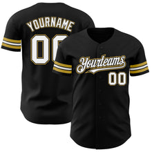 Загрузить изображение в средство просмотра галереи, Custom Black White-Old Gold Authentic Baseball Jersey