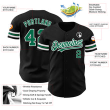 Load image into Gallery viewer, Custom Black Kelly Green=White Authentic Baseball Jersey