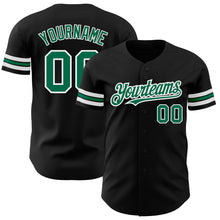 Load image into Gallery viewer, Custom Black Kelly Green=White Authentic Baseball Jersey
