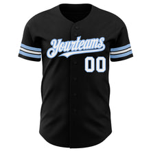 Загрузить изображение в средство просмотра галереи, Custom Black White-Light Blue Authentic Baseball Jersey