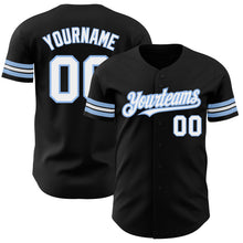 Загрузить изображение в средство просмотра галереи, Custom Black White-Light Blue Authentic Baseball Jersey
