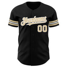 Загрузить изображение в средство просмотра галереи, Custom Black Vegas Gold-White Authentic Baseball Jersey