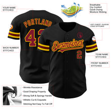Load image into Gallery viewer, Custom Black Crimson-Gold Authentic Baseball Jersey