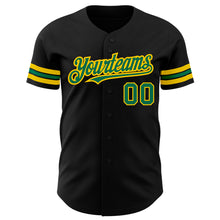 Загрузить изображение в средство просмотра галереи, Custom Black Kelly Green-Yellow Authentic Baseball Jersey