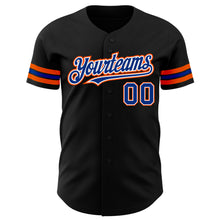 Load image into Gallery viewer, Custom Black Royal-Orange Authentic Baseball Jersey