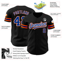 Load image into Gallery viewer, Custom Black Royal-Orange Authentic Baseball Jersey