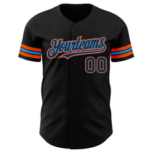Загрузить изображение в средство просмотра галереи, Custom Black Electric Blue-Orange Authentic Baseball Jersey