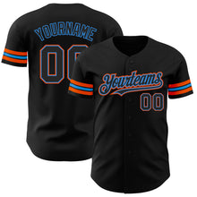 Загрузить изображение в средство просмотра галереи, Custom Black Electric Blue-Orange Authentic Baseball Jersey