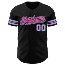 Charger l'image dans la galerie, Custom Black Light Blue-Pink Authentic Baseball Jersey