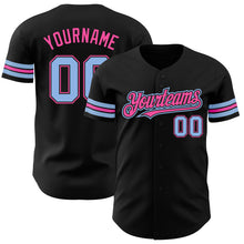 Charger l'image dans la galerie, Custom Black Light Blue-Pink Authentic Baseball Jersey