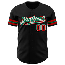Загрузить изображение в средство просмотра галереи, Custom Black Red-Kelly Green Authentic Baseball Jersey