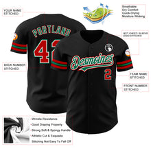 Загрузить изображение в средство просмотра галереи, Custom Black Red-Kelly Green Authentic Baseball Jersey