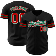 Загрузить изображение в средство просмотра галереи, Custom Black Red-Kelly Green Authentic Baseball Jersey