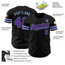 Load image into Gallery viewer, Custom Black Purple-Light Blue Authentic Baseball Jersey