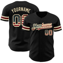 Load image into Gallery viewer, Custom Black Vintage USA Flag City Cream-Crimson Authentic Baseball Jersey