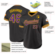 Charger l'image dans la galerie, Custom Black Purple-Gold Authentic Throwback Baseball Jersey