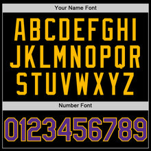 Charger l'image dans la galerie, Custom Black Purple-Gold Authentic Throwback Baseball Jersey